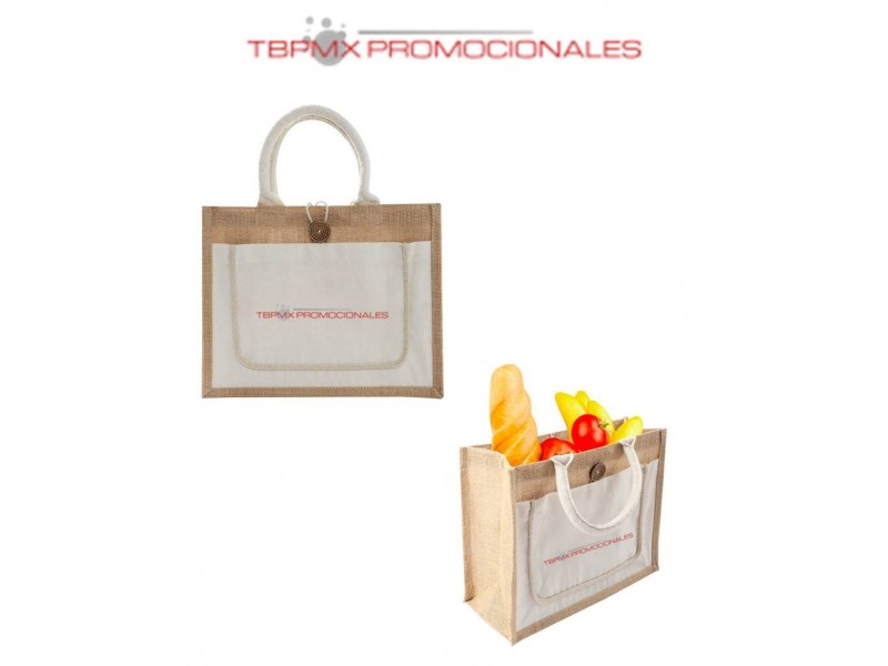 Bolsa yute laminado boton tika promocional