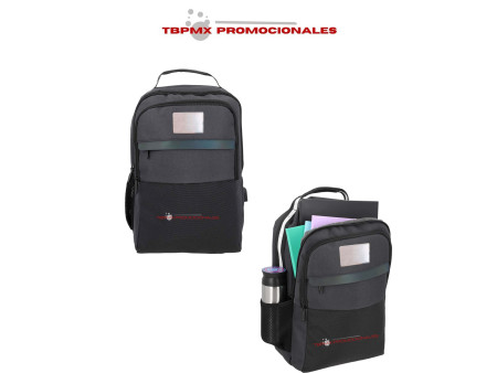 Mochila escolar ejecutiva porta laptop 17 pulgadas doble compartimento banda reflejante find promocional