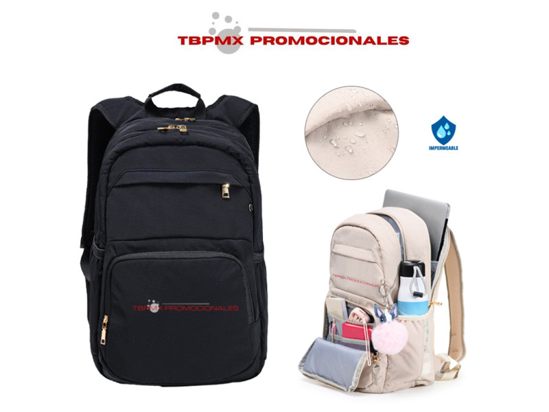 Mochila back pack impermeable escolar porta laptop 15 pulgadas con compartimentos santa fe promocional