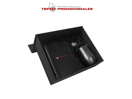 Set de regalo libreta termo acero inoxidable 350 ml llavero yuren promocional