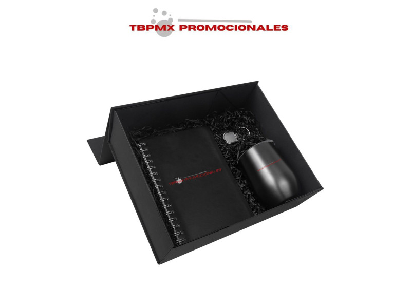 Set de regalo libreta termo acero inoxidable 350 ml llavero yuren promocional