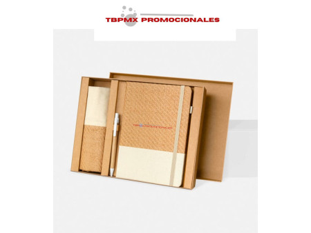 Set de regalo ecológico libreta bolígrafo bolsa de algodón estilo tote bioset promocional