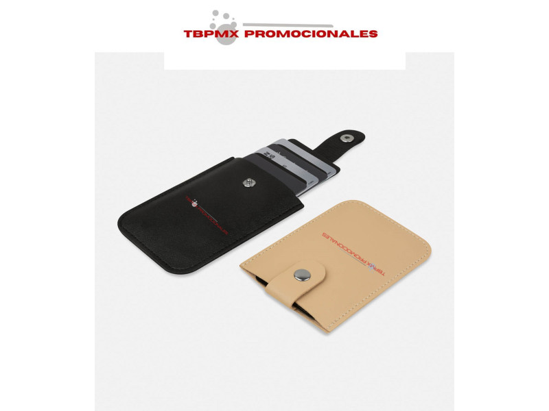Tarjetero deslizable con broche con separadores curpiel pvc junius promocional