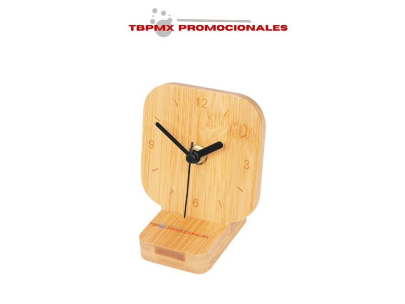 Reloj de escritorio base desmontable bambú temps promocional