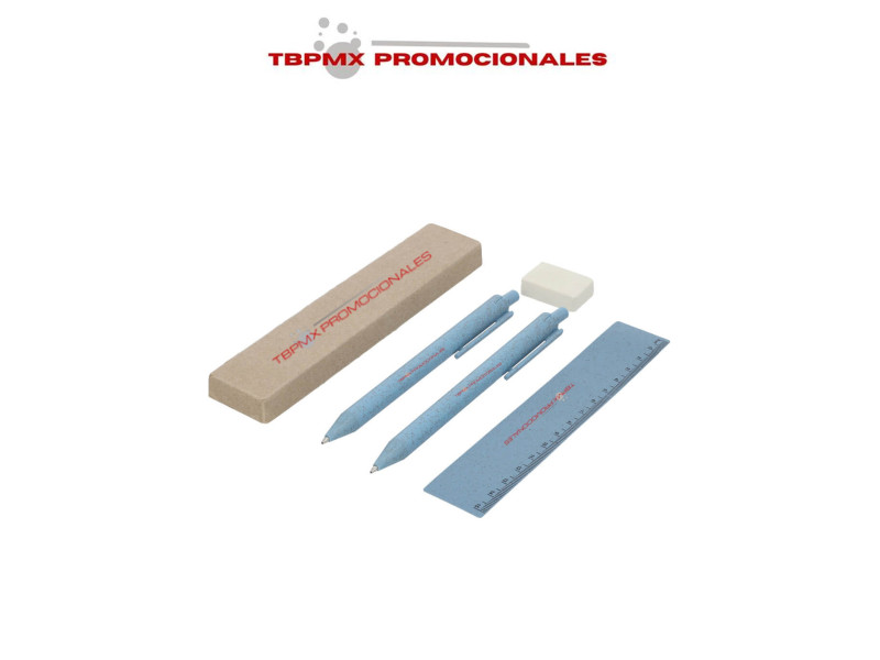 Set ecológico lapicera bolígrafo regla de 15 cm seibal promocional