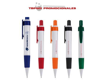 Bolígrafo plástico cuerpo blanco grip antideslizante cyprus promocional