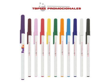 Bolígrafo plástico básico económico tapa color basic promocional