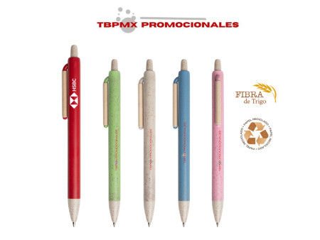 Bolígrafo ecológico fibra de trico click cuerpo color corteza promocional