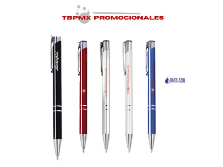 Boligrafo de aluminio tinta azul cli cromo click premier azul promocional