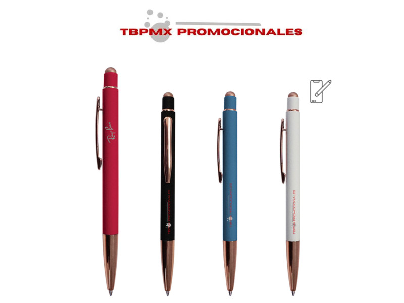 Bolígrafo metálico tinta negra alemana acabado goma brillante oro rosa leia promocional