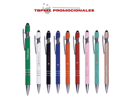Boligrafo aluminio recubrimiento goma punta touch click lance promocional