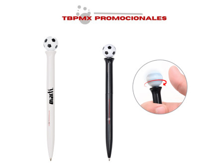 Bolígrafo plástico balón de futbol soccer giratorio retractil rolando promocional