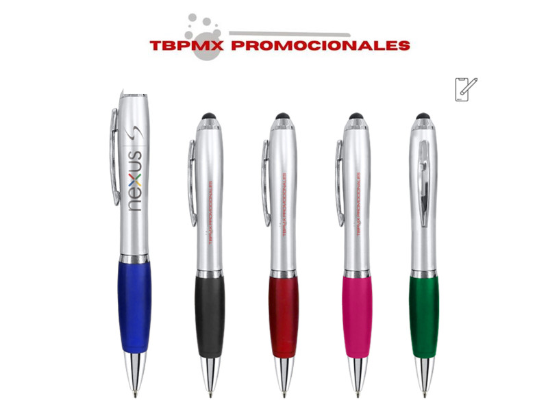 Boligrafo plástico plata punta touch retractil spirit promocional