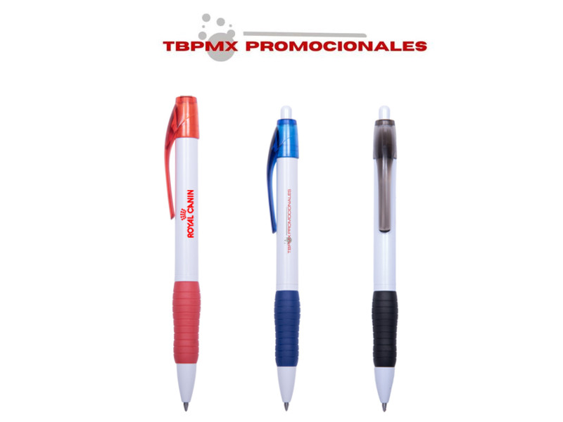 Bolígrafo plástico blanco tinta gel grip clip color click jelly promocional