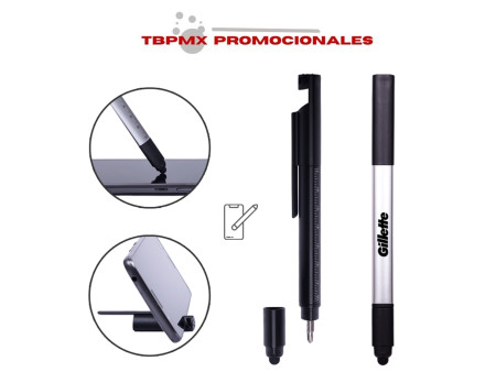 Bolígrafo plástico 5 en 1 cuerpo triangular regla punta touch desarmador base para celular rider promocional