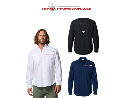 Camisa manga larga poliéster bolsa frontales tamiami men ml columbia promocional