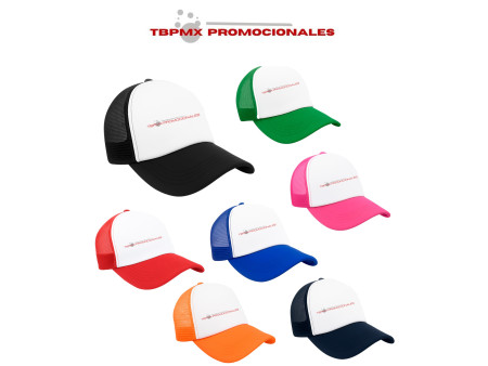 Gorra 6 gajos poliéster con malla broche hill promocional