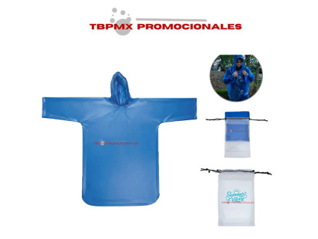 Impermeable plástico cerrado con jaretas capucha chak promocional