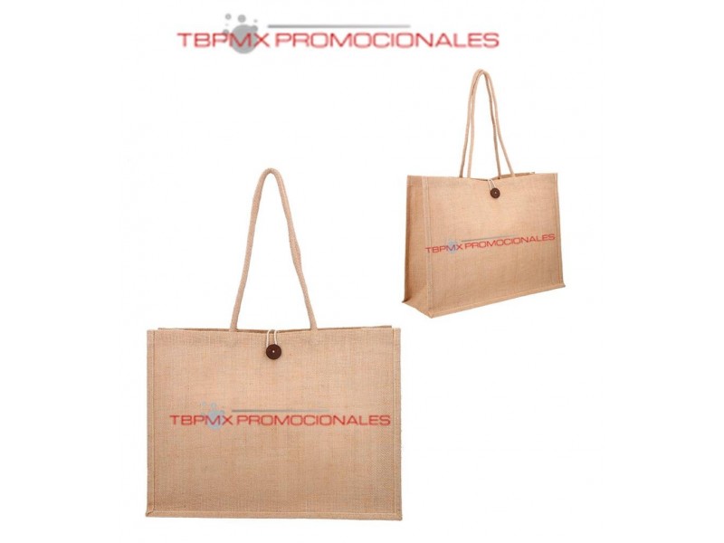 Bolsa yute laminado interior boton cierre xelha promocional