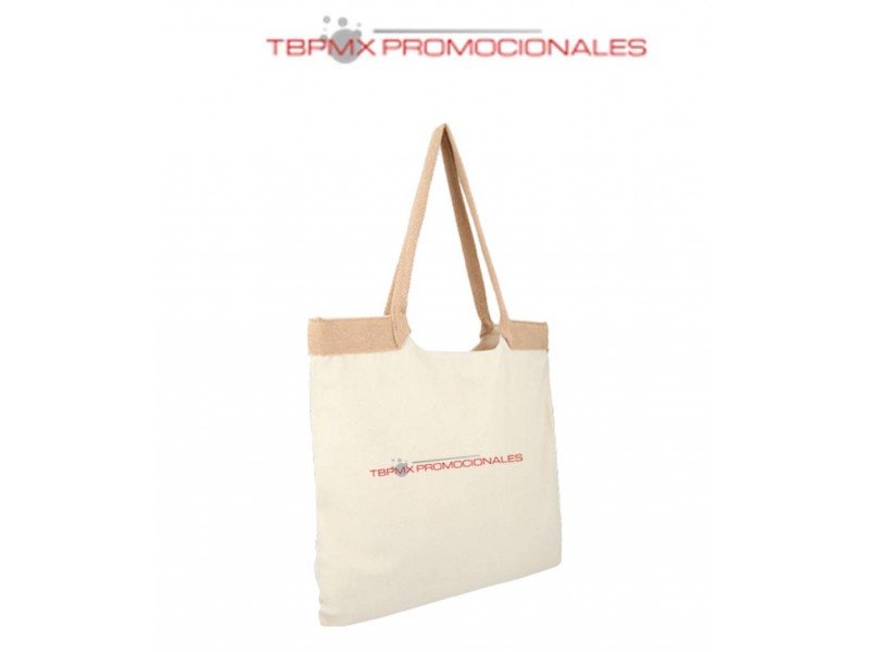 Bolsa algodon cosida asas yute cabo promocional