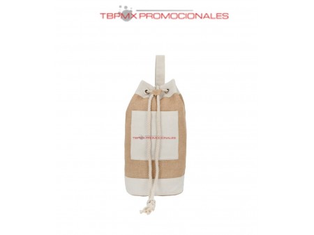 Mochila yute correas ajustables cordones algodon mont promocional