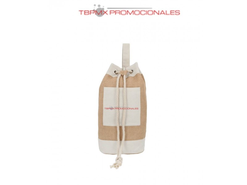 Mochila yute correas ajustables cordones algodon mont promocional