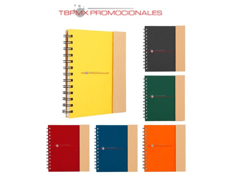 Libreta ecologica 70 hoja rayadas cierre magnetico espiral boligrafo bowi promocional