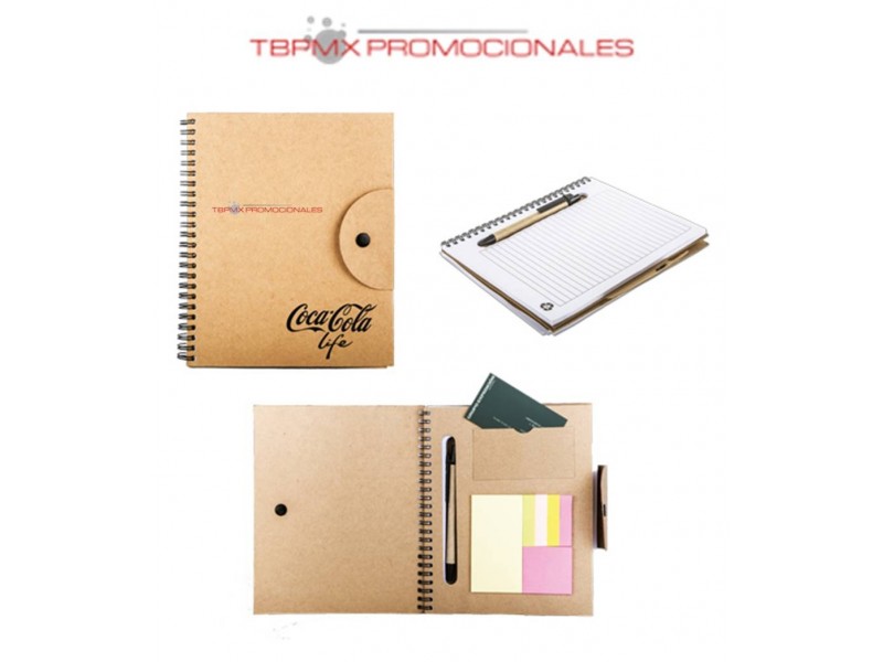 Libreta ecologica 80 hojas rayadas espiral boligrafo blocks de notas ebro promocional
