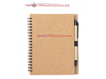 Libreta corcho 70 hojas rayadas espiral con boligrafo alcor promocional