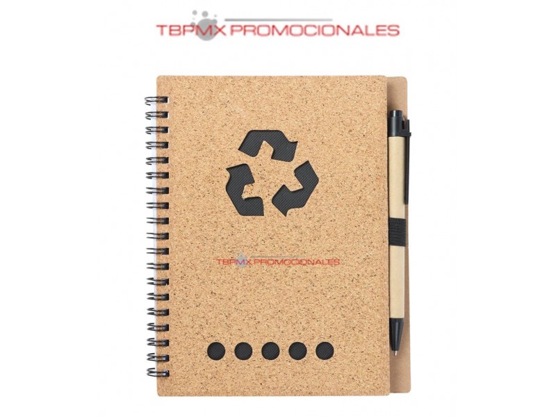 Libreta corcho 70 hojas rayadas espiral boligrafo rila promocional