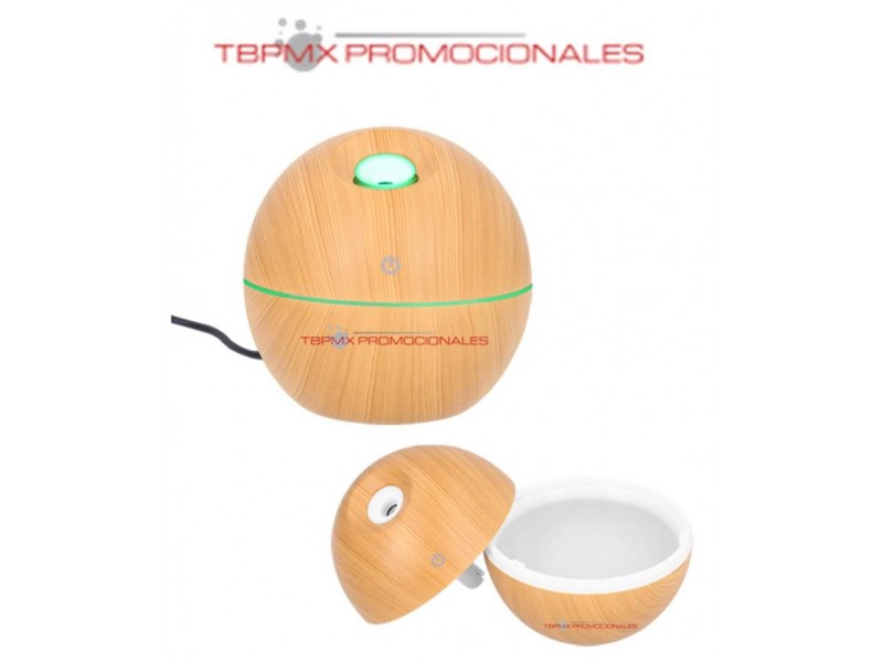 Humidificador plastico touch luz apariencia madera umectus promocional