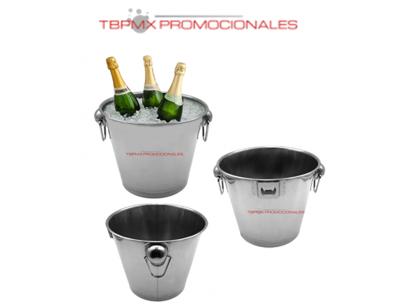 Hielera acero inoxidable forma cubeta con asa y destapador 5 litros chandon promocional