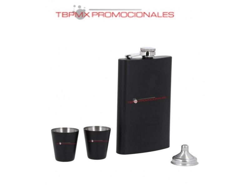 Set licorera acero inoxidable mate incluye shots embudo vermut promocional
