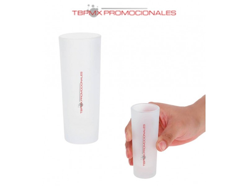 Tequilero de vidrio 75 ml acabado frost sublimable winky promocional