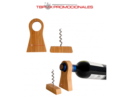 Soporte de botella de vino bambu sacacorchos baco promocional