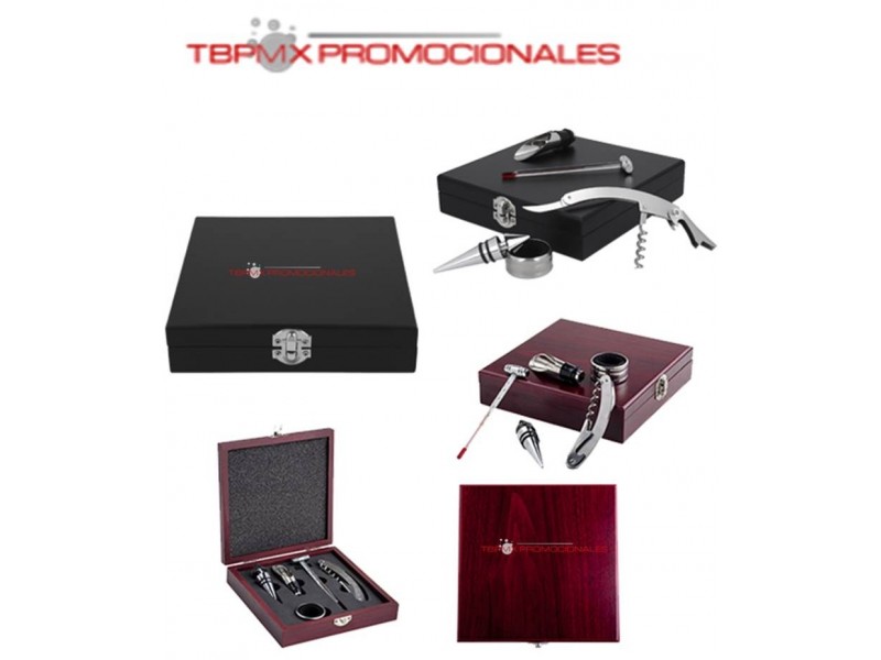 Set de vino estuche de madera pharrel promocional