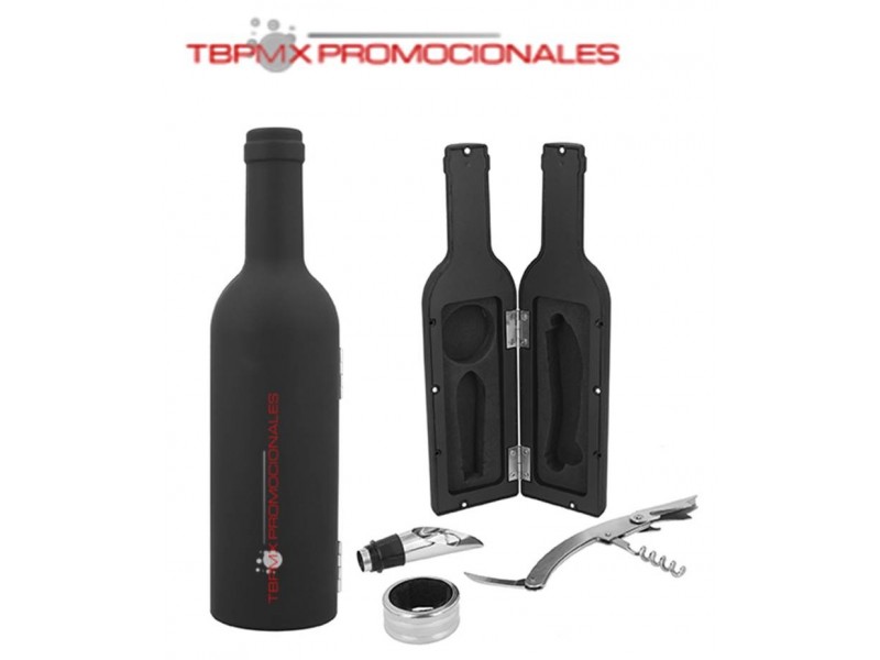 Set de vino forma botella rubber borgoña promocional