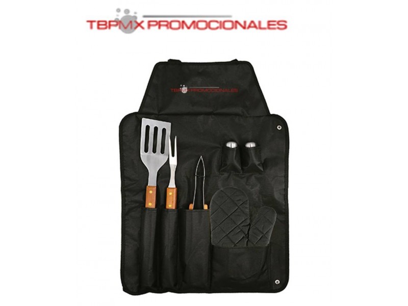 Set BBQ estuche mandil 7 piezas landa promocional
