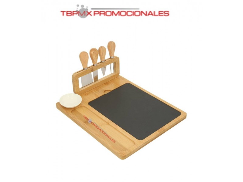 Tabla para quesos bambu con piedra gouda promocional