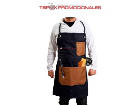 Delantal mezclilla doble bolsa correa ajustable okaru promocional