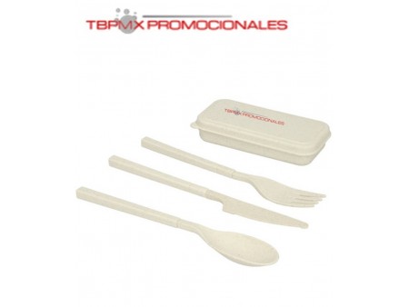 Set cubiertos fibra de trigo desarmables scott promocional