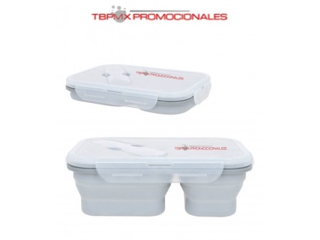 Contenedor de alimentos de silicon con utensilios toby promocional