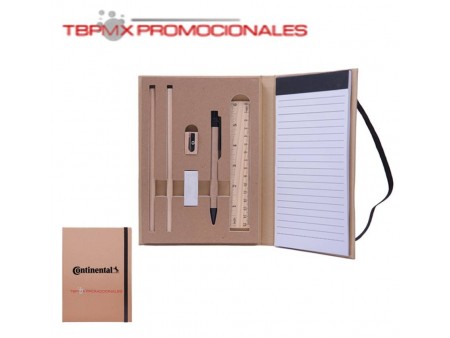 Estuche ecologico block de notas 40 hojas raya accesorios wood promocional