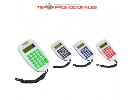 Calculadora plastica con botonoes color cordon rec promocional