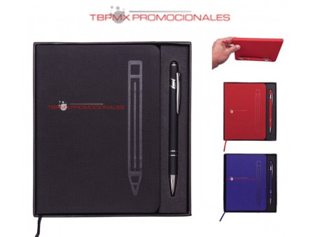 Libreta poliuretano 80 hojas rayadas con iman para sostener boligrafo metropolis promocional