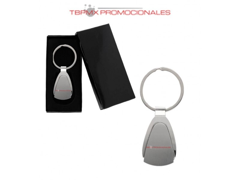 Llavero metalico semi ovalado con relieve drop promocional