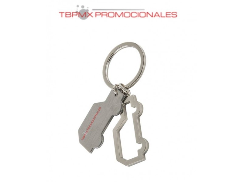 Llavero metalico doble forma carro coche placa solida silueta auto promocional