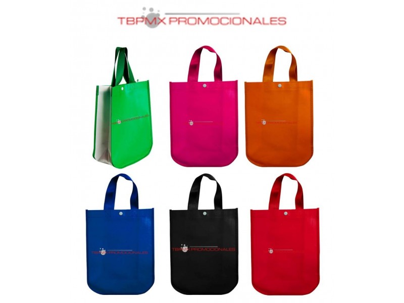Bolsa ecologica nonwoven plastificada cosida broche asas satinada dory