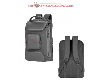 Mochila poliuretano porta laptop 18 pulgadas candado seguridad puerto usb barents promocional