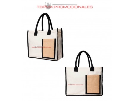 Bolsa de yute asas de algodon resistentes bolsa frontal yute navagio promocional